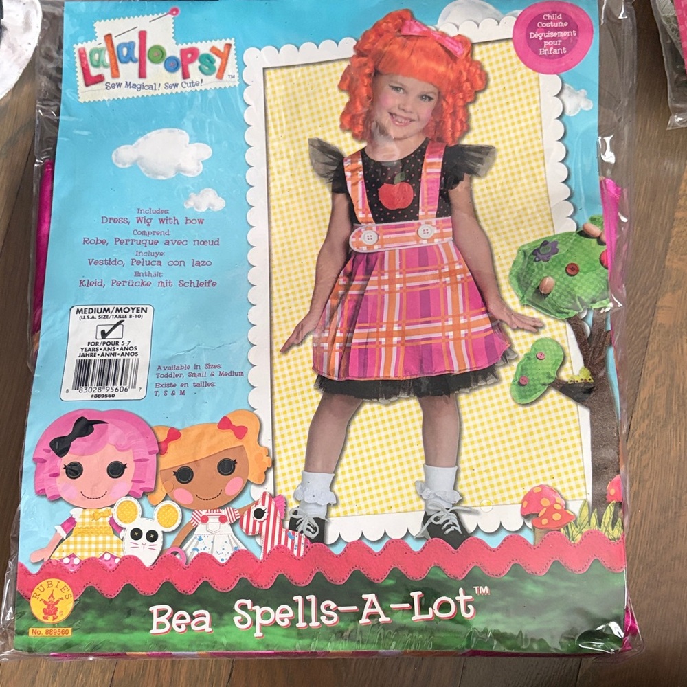 Rubie's Lalaloopsy Bea Spells-A-Lot Dress Costume with Orange Wig NWT MEDIUM